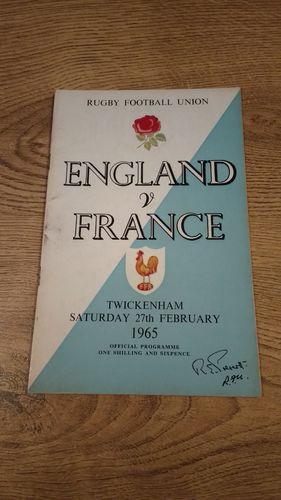 England v France 1965 Rugby Programme