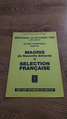 Selection Francaise v New Zealand Maori 1988 Rugby Programme