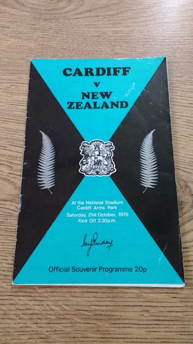 Cardiff v New Zealand 1978 Rugby Programme