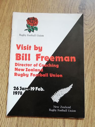 Bill Freeman Director of Coaching New Zealand 1978 Rugby Union Tour Itinerary