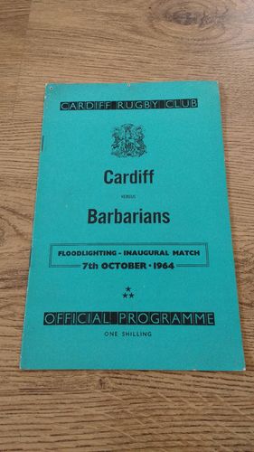 Cardiff v Barbarians Oct 1964 Rugby Programme