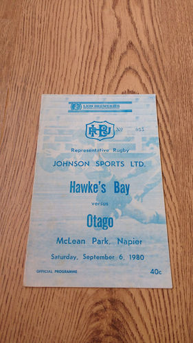 Hawkes Bay v Otago Sept 1980 Rugby Programme