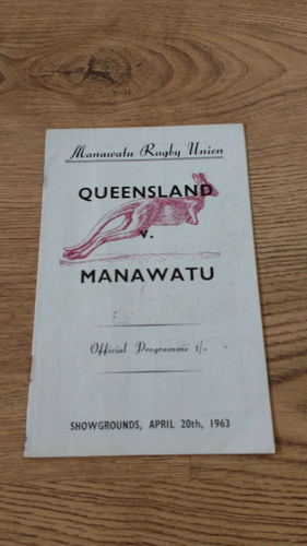 Manawatu v Queensland April 1963 Rugby Programme