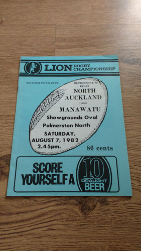 Manawatu v North Auckland Aug 1982 Rugby Programme