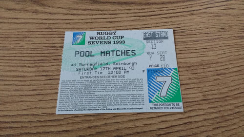 Rugby World Cup Sevens Pool Matches Ticket : 17-04-1993