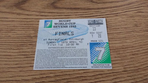 Rugby World Cup Sevens Finals Ticket : 18-04-1993
