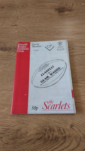 Llanelli v Glamorgan Wanderers Oct 1990 Rugby Programme