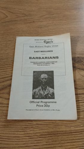 East Midlands v Barbarians Mar 1989 Rugby Programme
