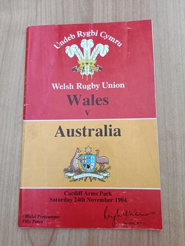 Wales v Australia 1984 Rugby Programme