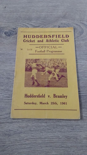 Huddersfield v Bramley Mar 1961 Rugby League Programme
