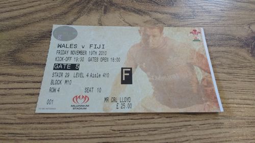 Wales v Fiji 2010 Rugby Ticket