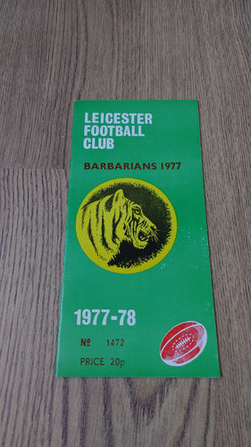 Leicester v Barbarians Dec 1977 Rugby Programme