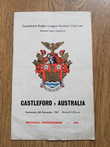 Castleford v Australia Nov 1967 Rugby League Programme
