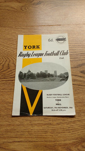 York v Hull Nov 1966 Rugby League Programme