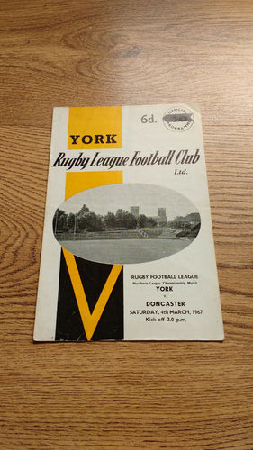 York v Doncaster Mar 1967 Rugby League Programme
