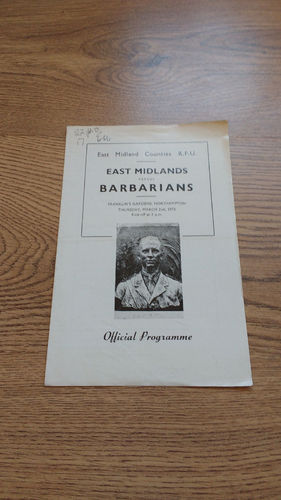 East Midlands v Barbarians Mar 1972 Rugby Programme