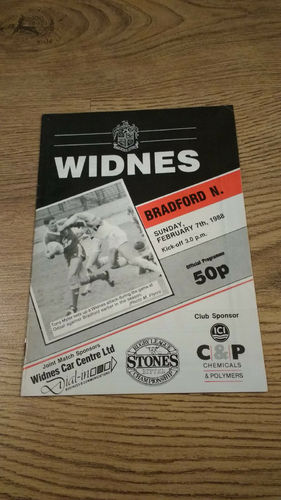 Widnes v Bradford Northern Feb 1988 Rugby League Programme