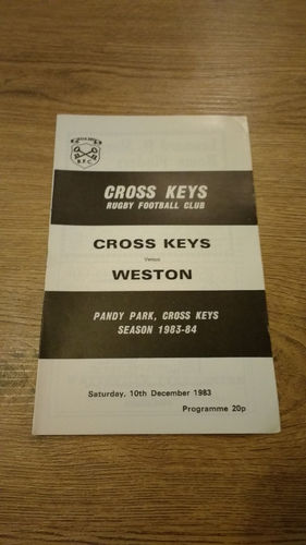 Cross Keys v Weston Dec 1983 Rugby Programme