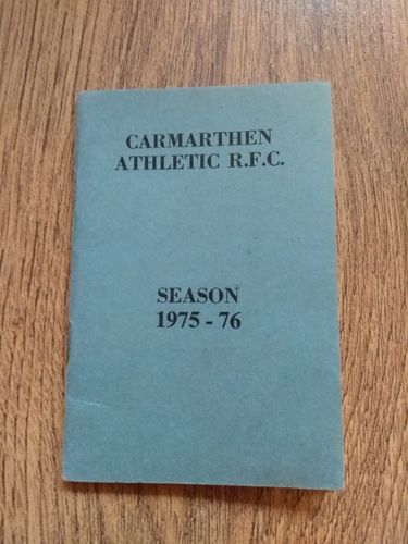 Carmarthen Athletic Rugby Club 1975-76 Membership & Fixture Book