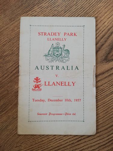 Llanelli v Australia 1957 Rugby Programme