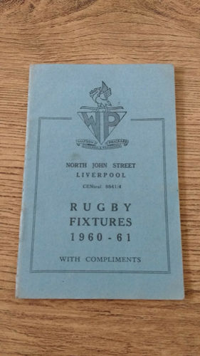 Merseyside Clubs Rugby Fixture Card 1960-61