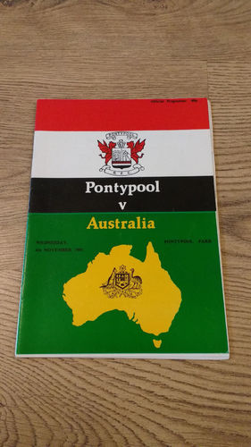 Pontypool v Australia 1981 Rugby Programme