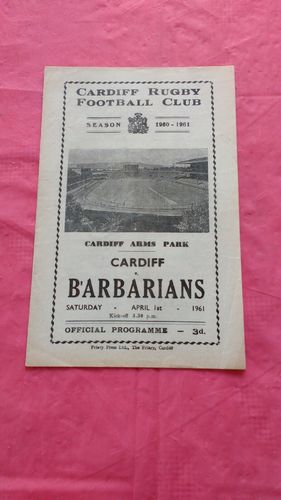 Cardiff v Barbarians 1961 Rugby Programme