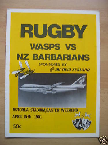 Wasps (NZ) v NZ Barbarians 1981 Rugby Programme
