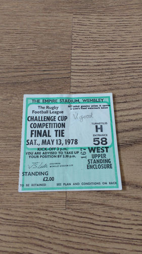 Leeds v St Helens 1978 Challenge Cup Final Rugby League Ticket