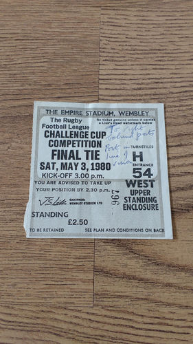 Hull KR v Hull 1980 Challenge Cup Final Rugby League Ticket