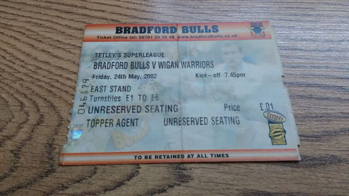 Bradford Bulls v Wigan Warriors May 2002 Rugby League Ticket