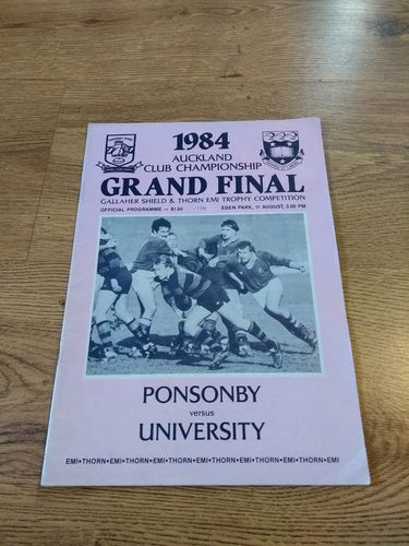 Ponsonby v University Aug 1984 Auckland Club Grand Final Rugby Programme