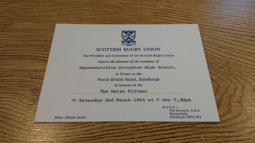 Scotland v Wales 1985 Dinner Invitation Card