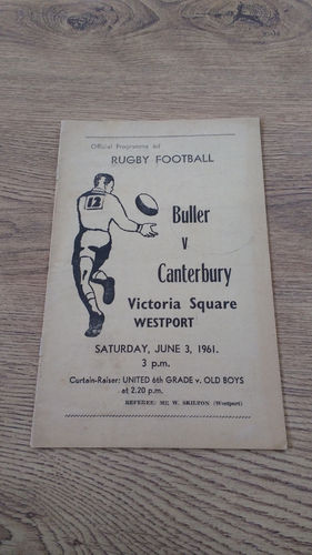 Buller v Canterbury June 1961 Rugby Programme