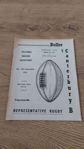 Buller v Canterbury B Sept 1970 Rugby Programme