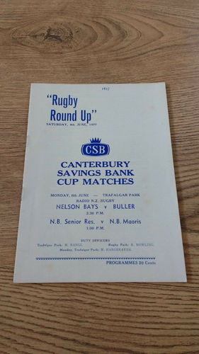 Nelson Bays v Buller June 1977 Rugby Programme