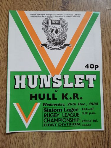Hunslet v Hull KR Dec 1984 RL Programme