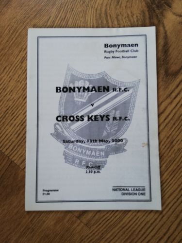 Bonymaen v Cross Keys May 2000 Rugby Programme