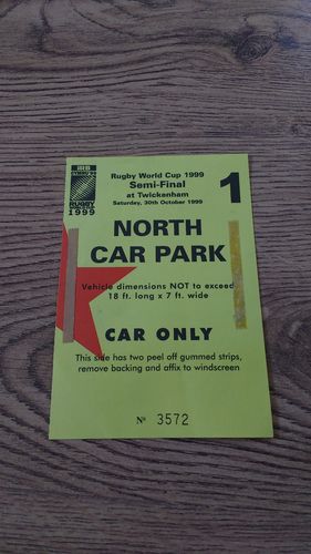 Australia v South Africa 1999 Rugby World Cup Semi-Final Car Park Pass