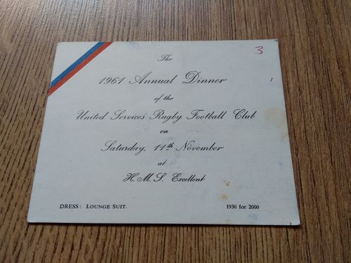 United Services RFC 1961 Annual Dinner Invitation Card