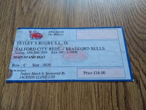 Salford City Reds v Bradford Bulls June 2004 Rugby League Ticket