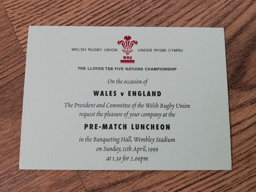 Wales v England 1999 Pre-Match Luncheon Invitation Card