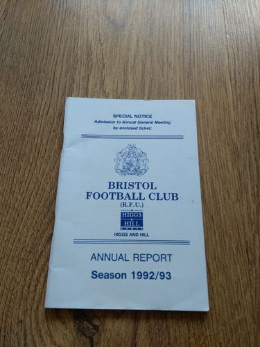 Bristol Rugby Club 1992-93 Annual Report