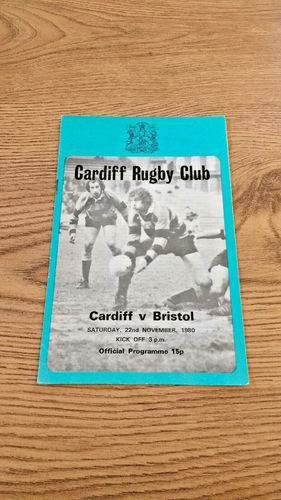 Cardiff v Bristol Nov 1980 Rugby Programme