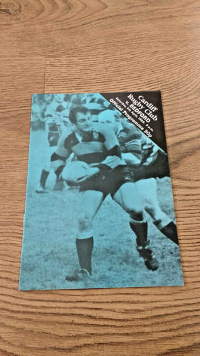 Cardiff v Bedford Apr 1986 Rugby Programme