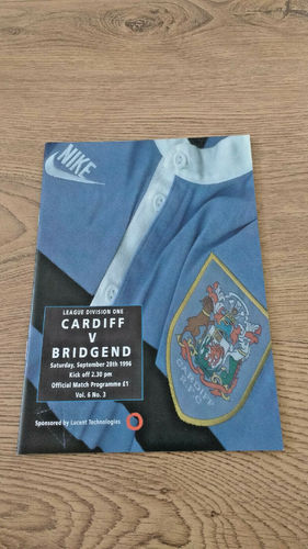 Cardiff v Bridgend Sept 1996 Rugby Programme