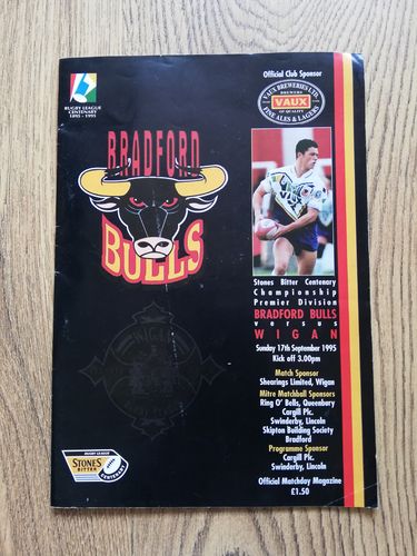 Bradford Bulls v Wigan Sept 1995 Rugby League Programme