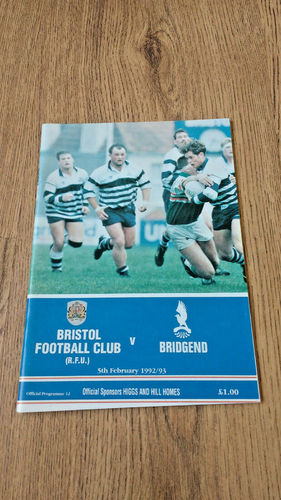 Bristol v Bridgend Feb 1993 Rugby Programme
