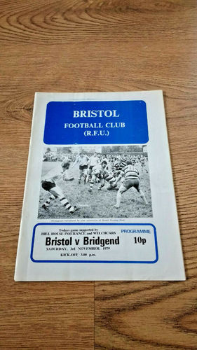 Bristol v Bridgend Nov 1979 Rugby Programme