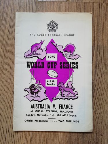 Australia v France Nov 1970 Rugby League World Cup Series Programme